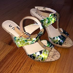 Brand New Unisa Satin and Wooden Heels